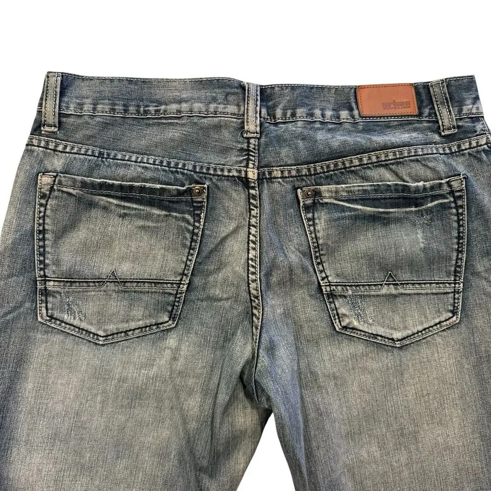 Urban Pipeline Slim Straight Mens Jeans 34x32 Distressed Y2K Style Vintage Denim